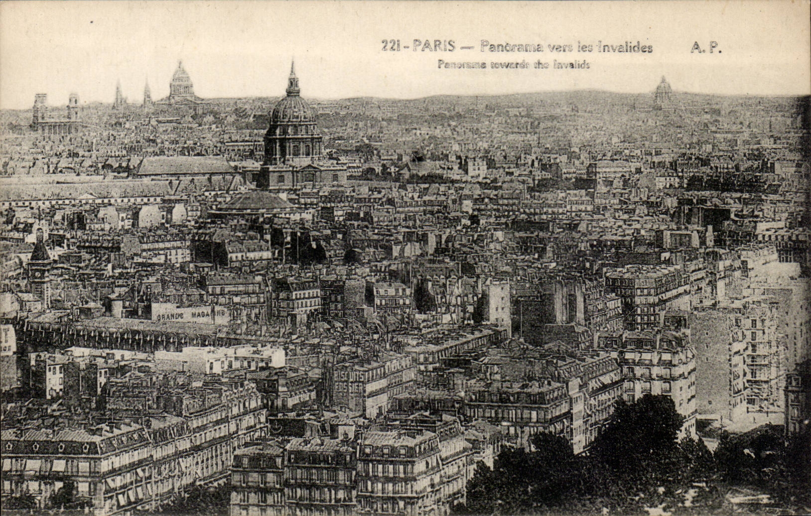 Paris CPA Panorama towards Invalides