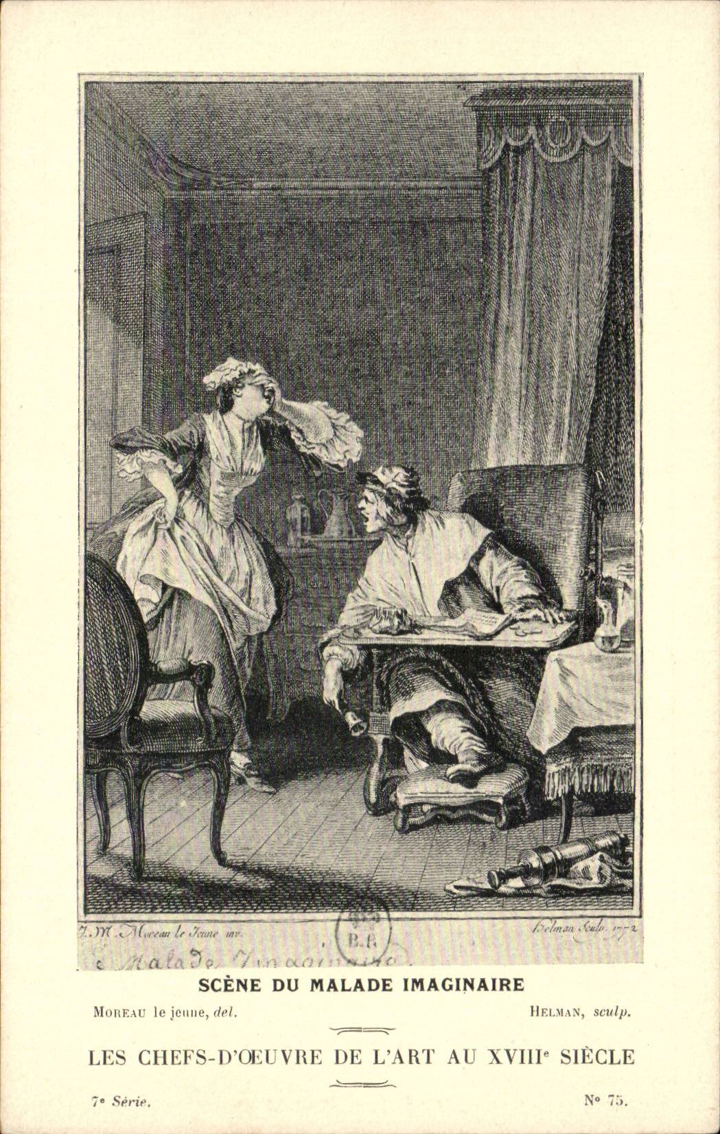 CPA Fantaisie Les chefs d'oeuvre de l'art au 18eme Scene du malade imaginaire Moliere Moreau le jeune
