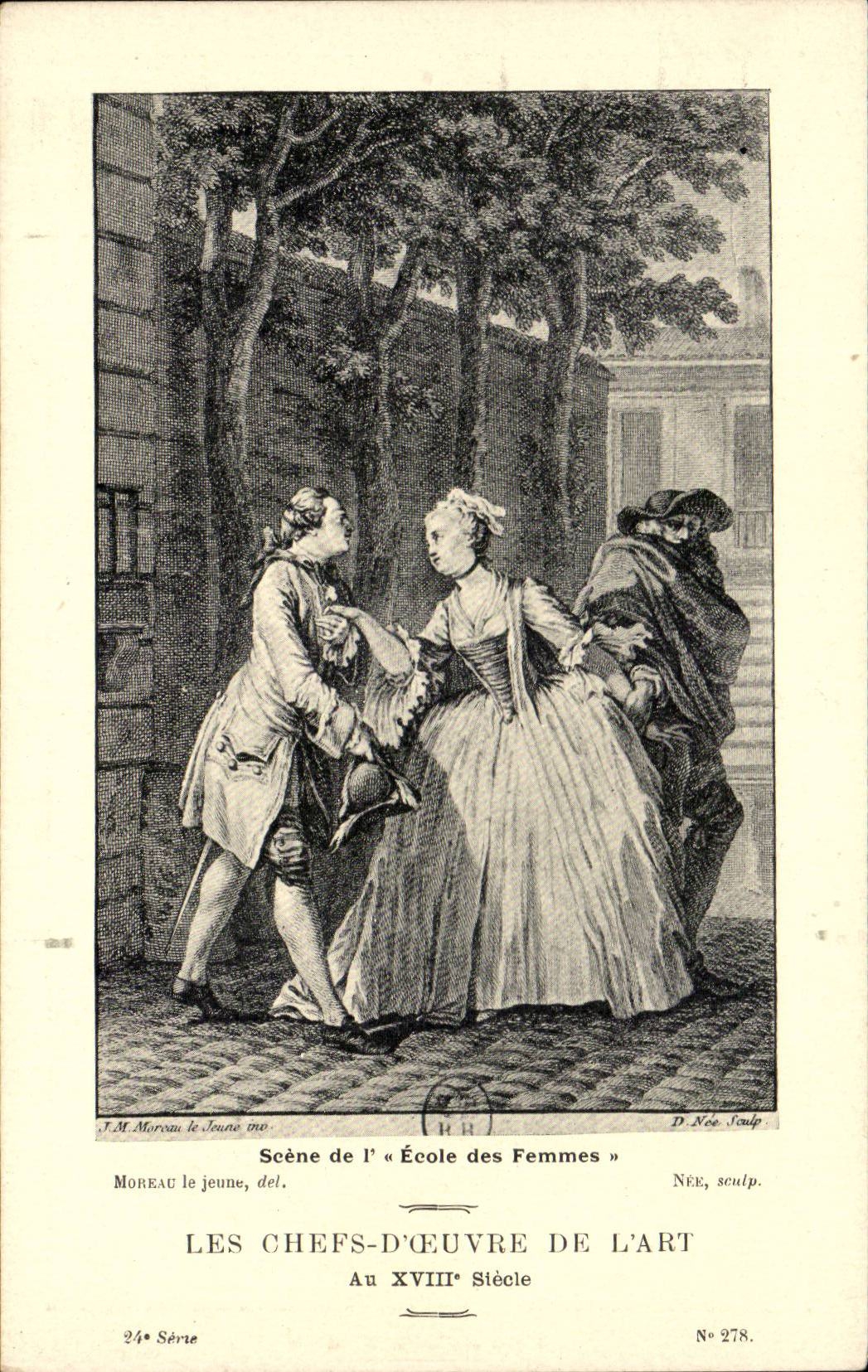 CPA Fantaisie Les chefs d'oeuvre de l'art au 18eme Scene de l'ecole des femmes Moliere Moreau le jeune