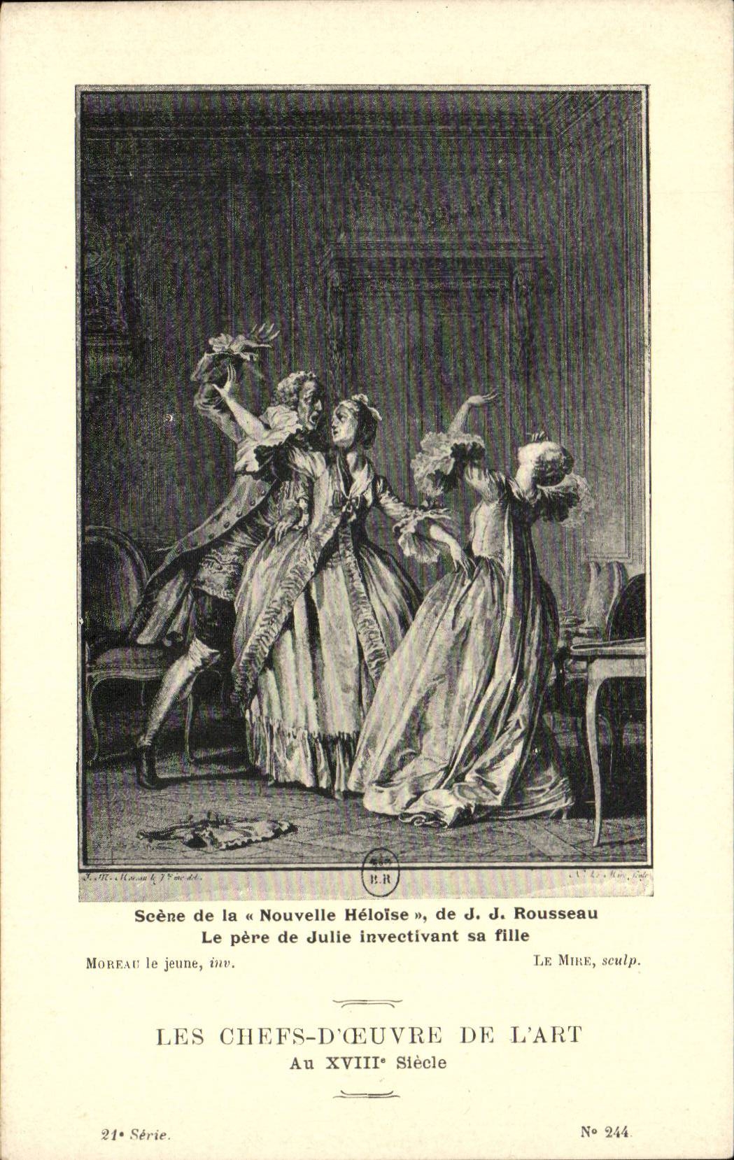 CPA Fantaisie Les chefs d'oeuvre de l'art au 18eme Scene de la nouvelle heloise de JJ rousseau Le pere Moreau le jeune