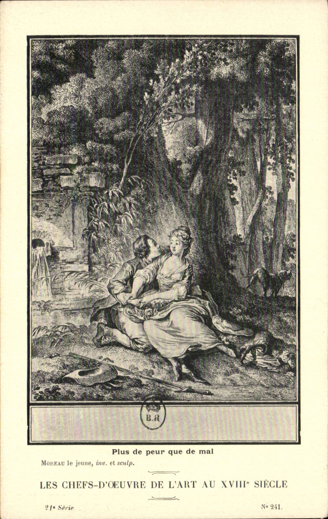 CPA Fantaisie Les chefs d'oeuvre de l'art au 18eme Plus de peur que de mal Moreau le jeune