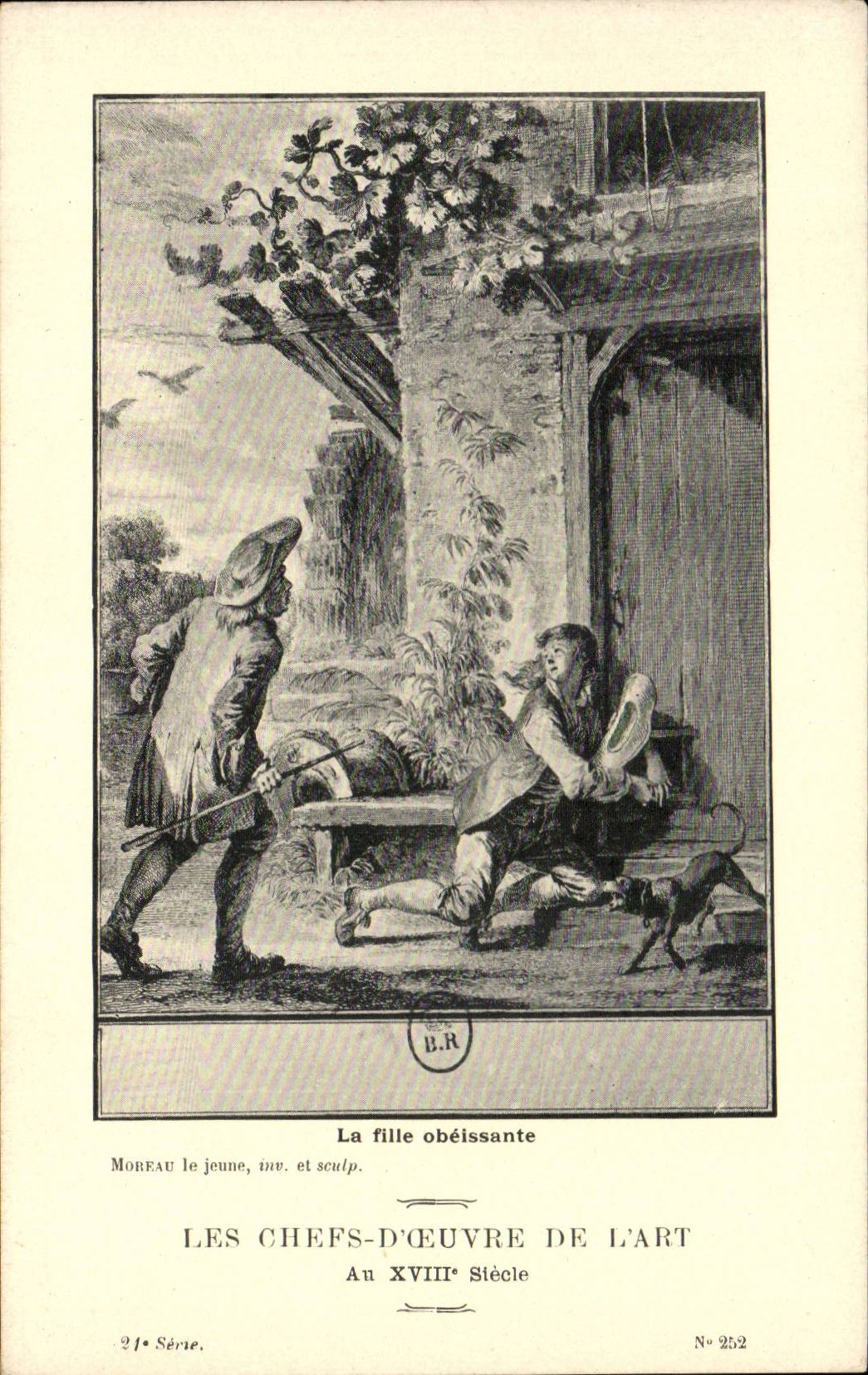 CPA Fantaisie Les chefs d'oeuvre de l'art au 18eme La fille obeissante Moreau le jeune