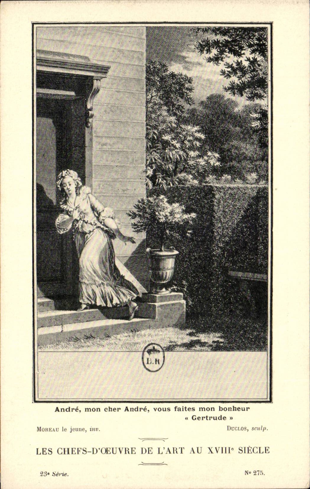 CPA Fantaisie Les chefs d'oeuvre de l'art au 18eme Andre mon cher Andre vous faites mon bonheur Gertrude Moreau le jeune