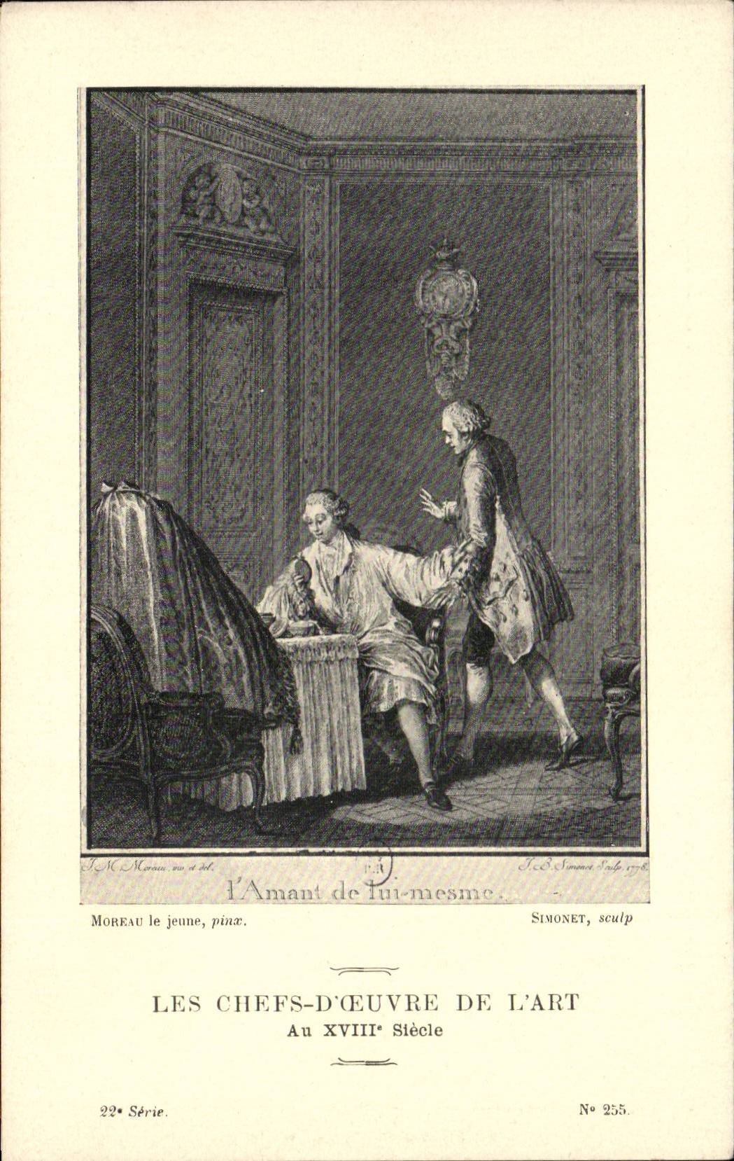 CPA Fantaisie Les chefs d'oeuvre de l'art au 18eme L'amant de lui msme Moreau le jeune