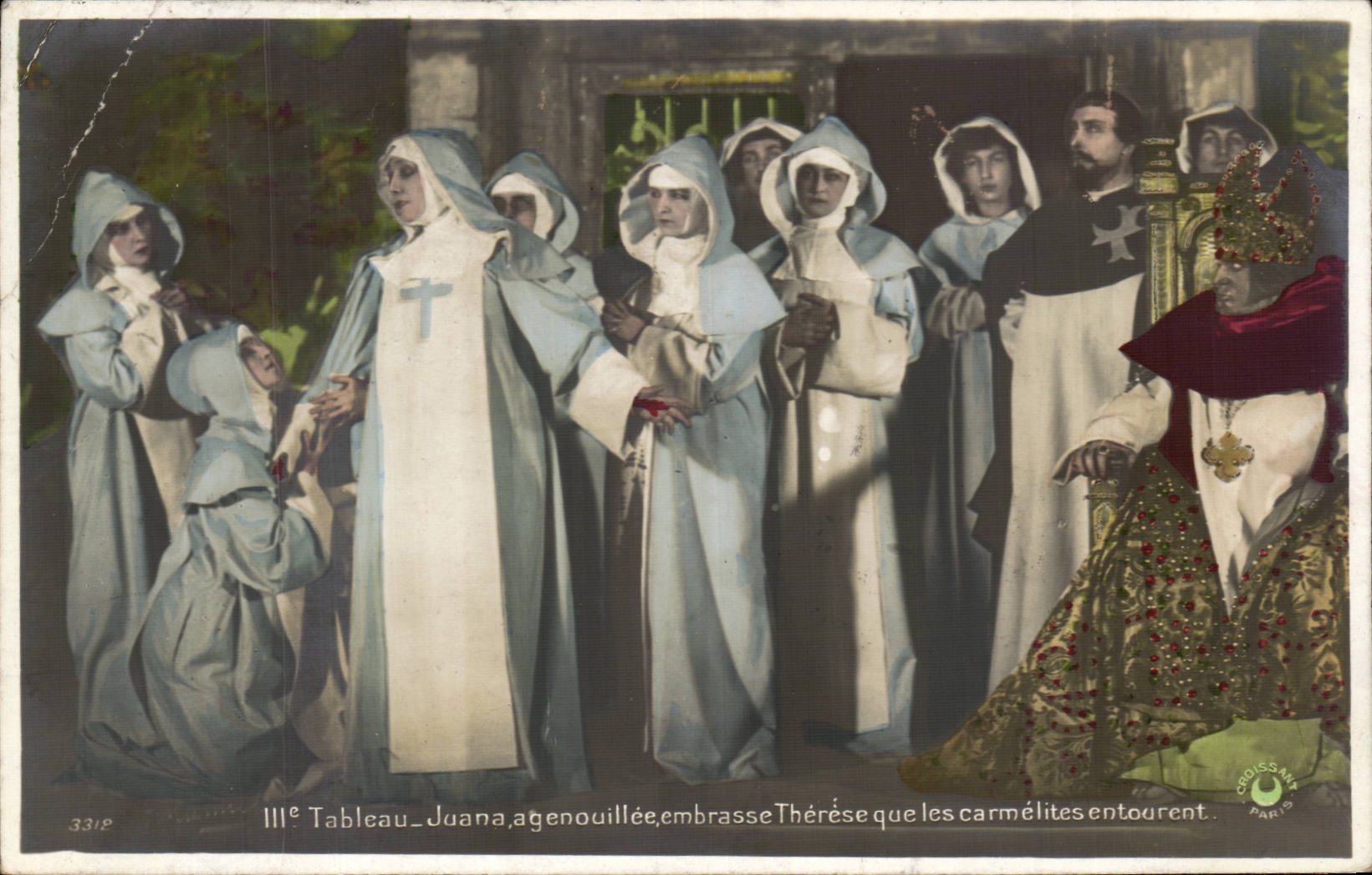 CPA the 3rd Juana table kisses Therese whom the Carmelite nuns surround