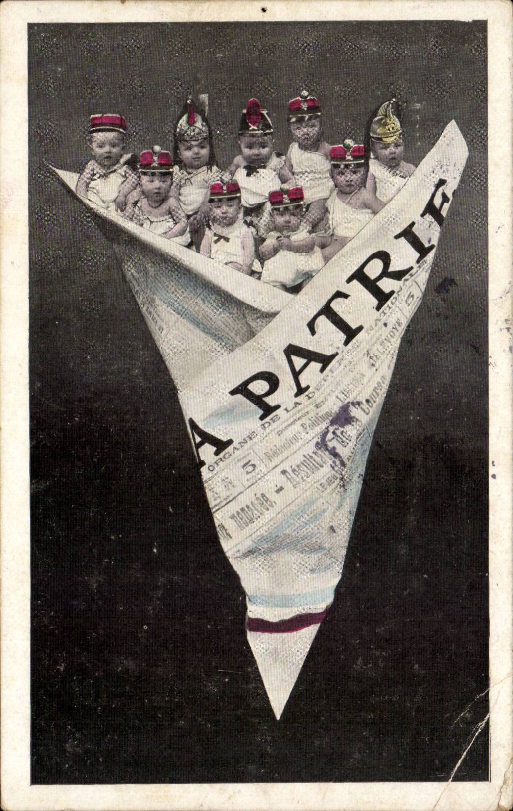 CPA Fantasy Children Fatherland Militaria Newspaper