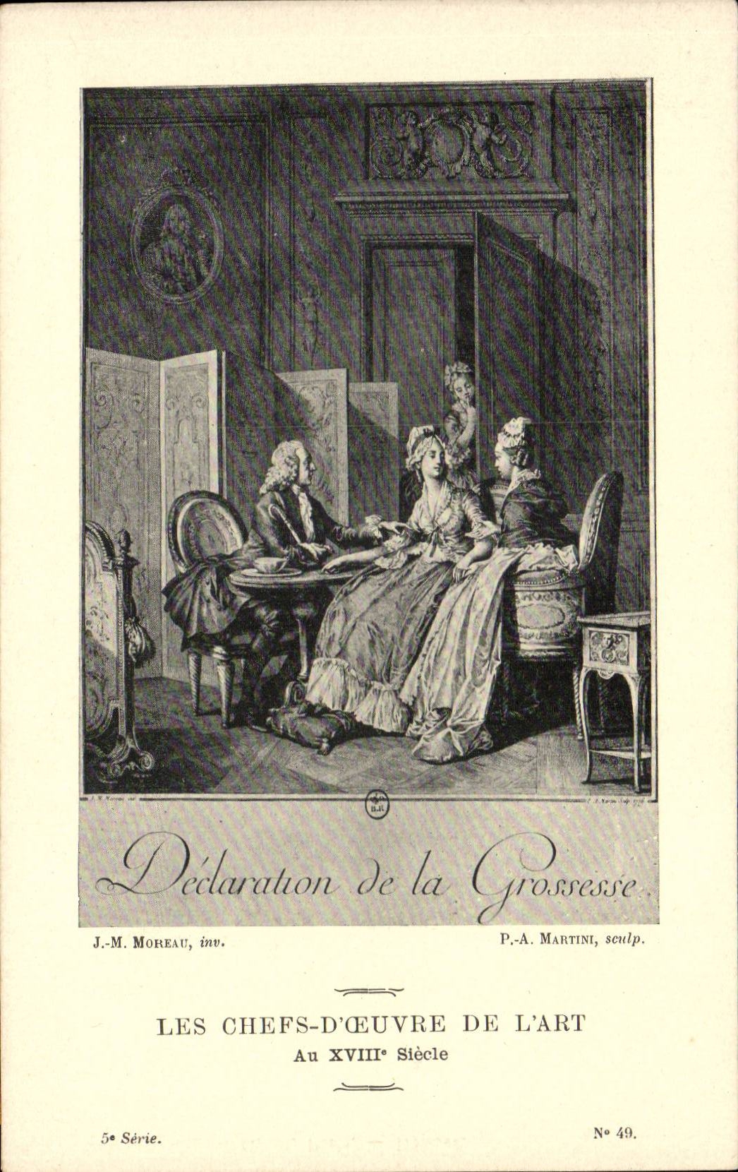 CPA Les chefs d'oeuvre de l'art au 18eme Declaration de la grossessse Moreau le jeune