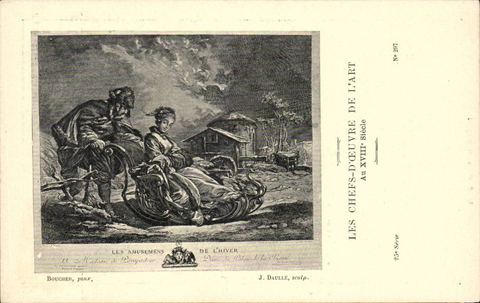 CPA Les chefs d'oeuvre de l'art au 18eme Les amusements de l'hiver Luge Boucher