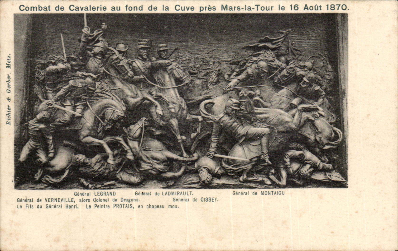 CPA Fights cavalry at the bottom of the tank close Mars the Tower on August 16th 1870 (militaria)