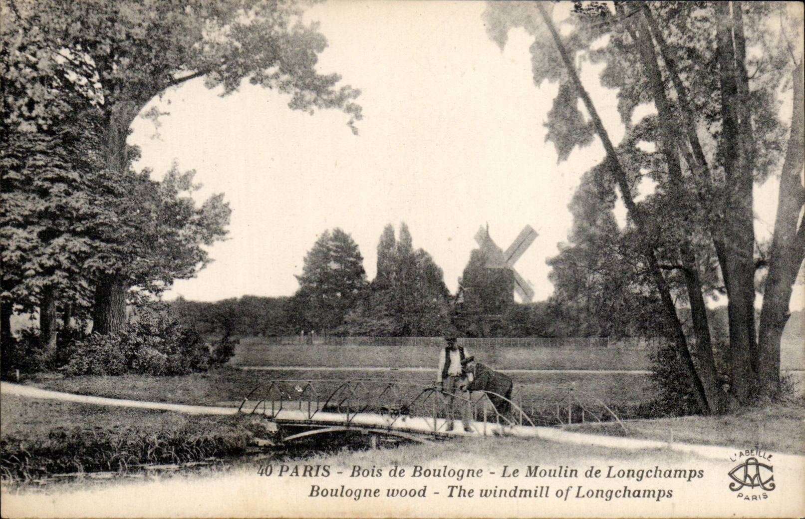 CPA Paris Bois de Boulogne Le moulin de Longchamps windmill mill