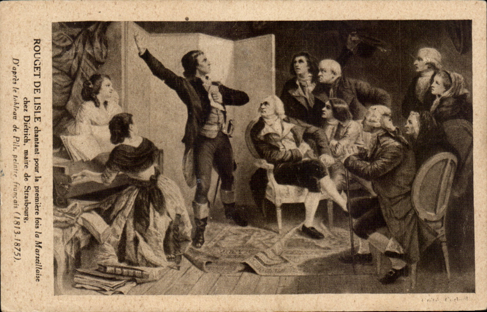 CPA Rouget de L'isle chantant La Marseillaise chez Dietrich maire de Strasbourg