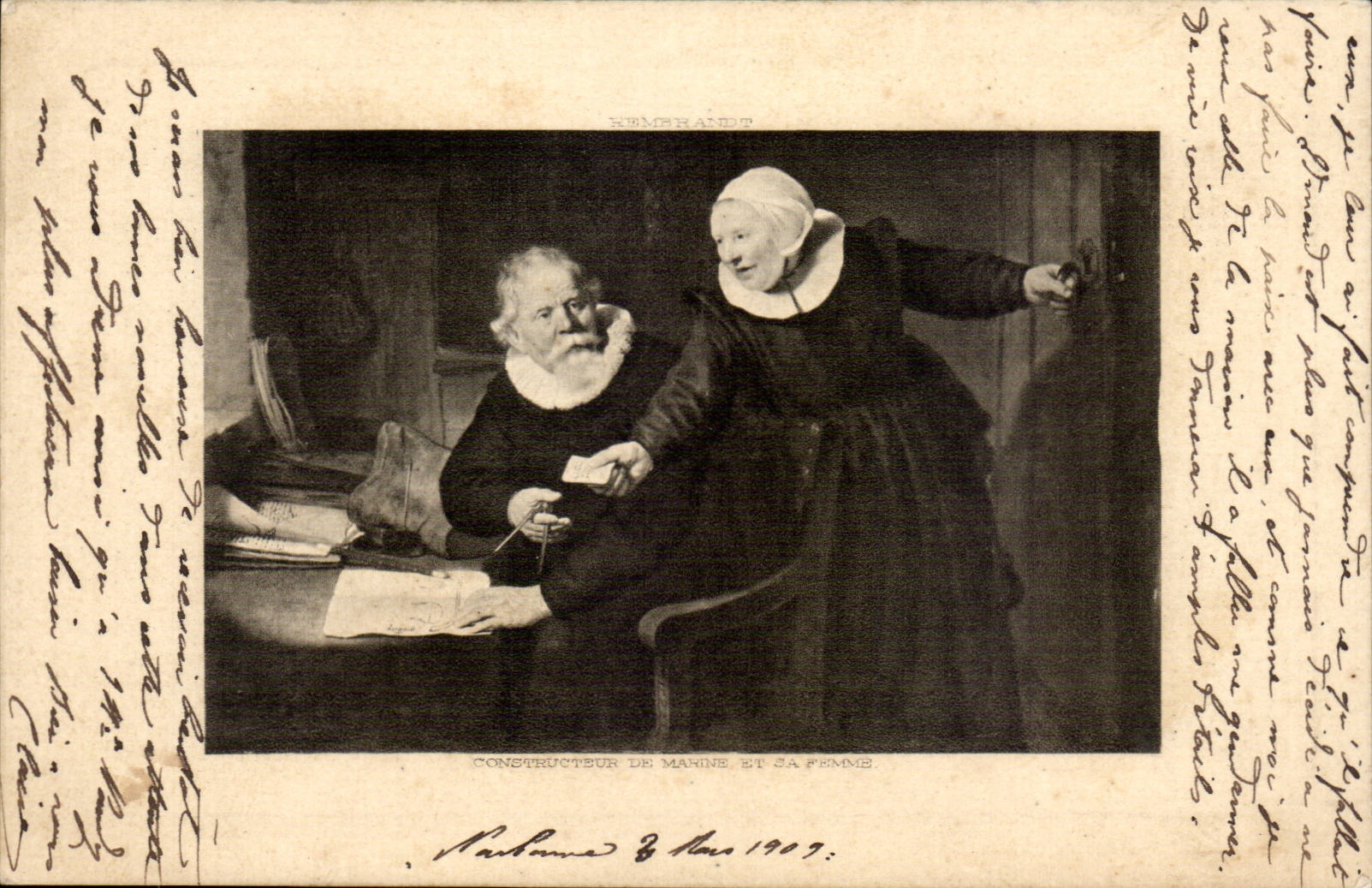 CPA Constructeur de Marine et sa femme Rembrandt