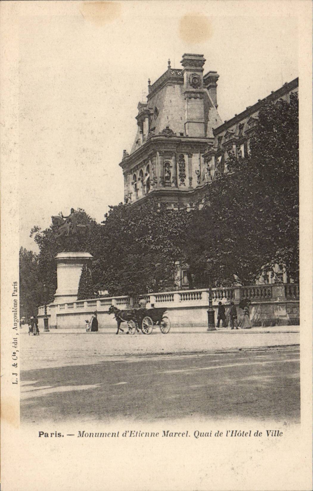 Paris CPA Monument d'Etienne marcel quai de l'hotel de ville