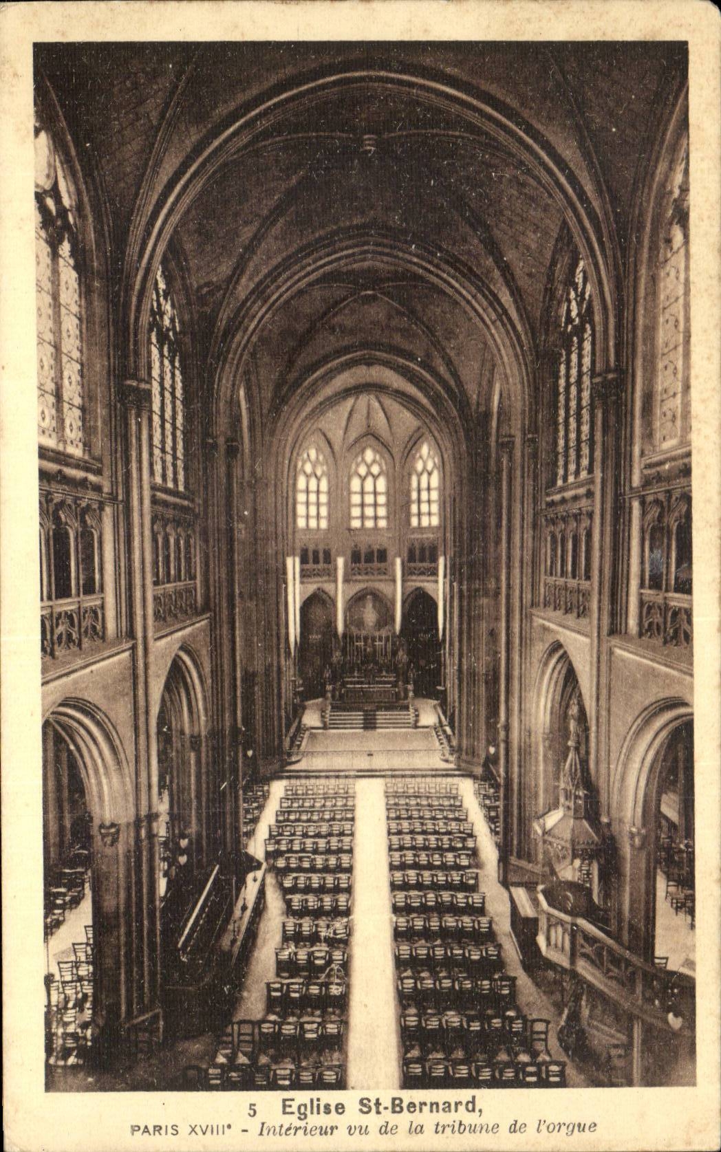 Paris CPA Eglise St Bernard Interieur vu de la tribune de l' orgue