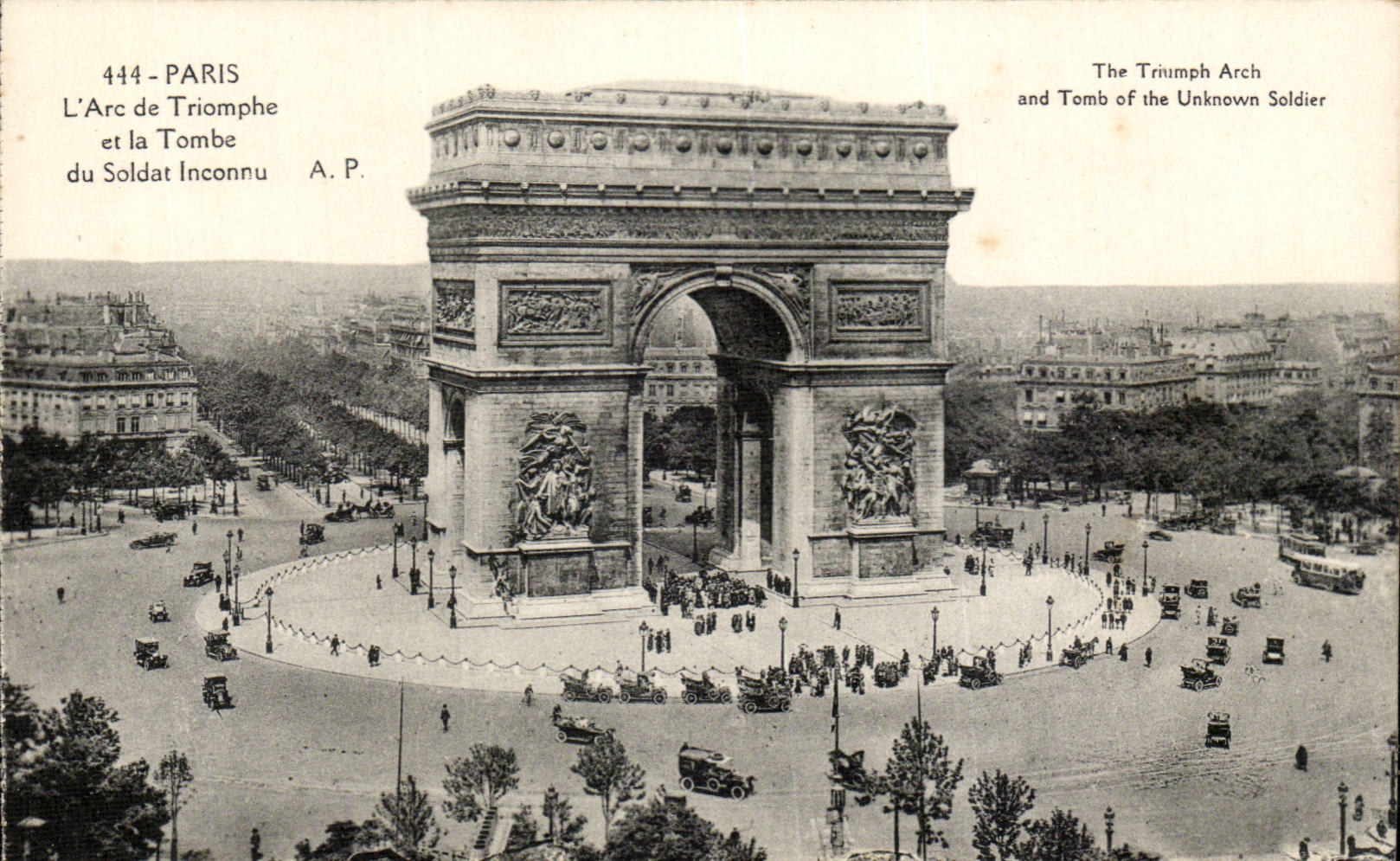 Paris CPA Arc de Triomphe and falls it from the unknown soldier