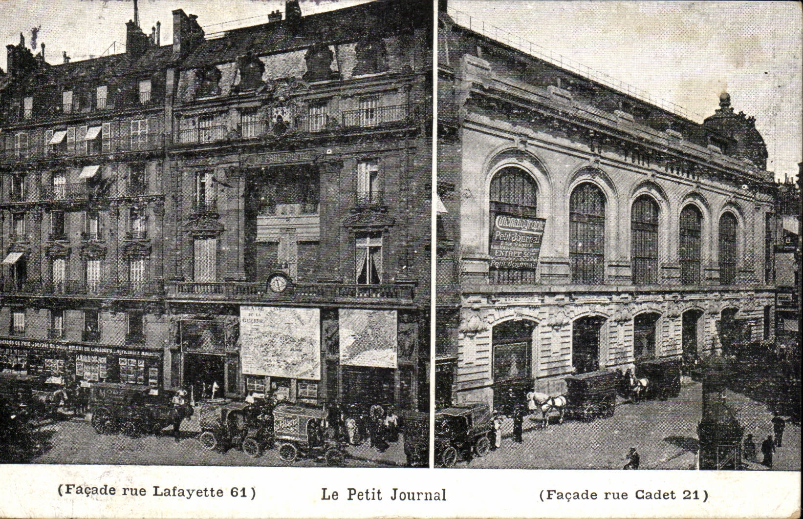 Paris CPA Facade rue lafayette Rue CAdet Le petit Journal