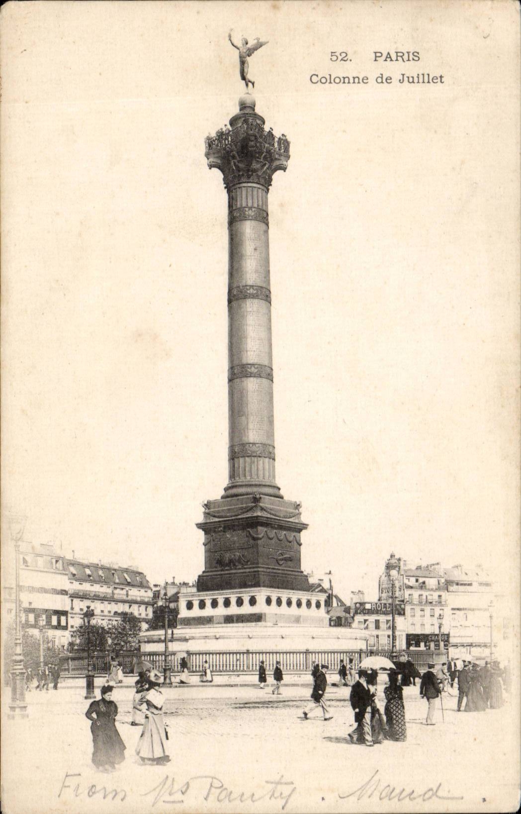 Paris CPA Places Bastille Column of July