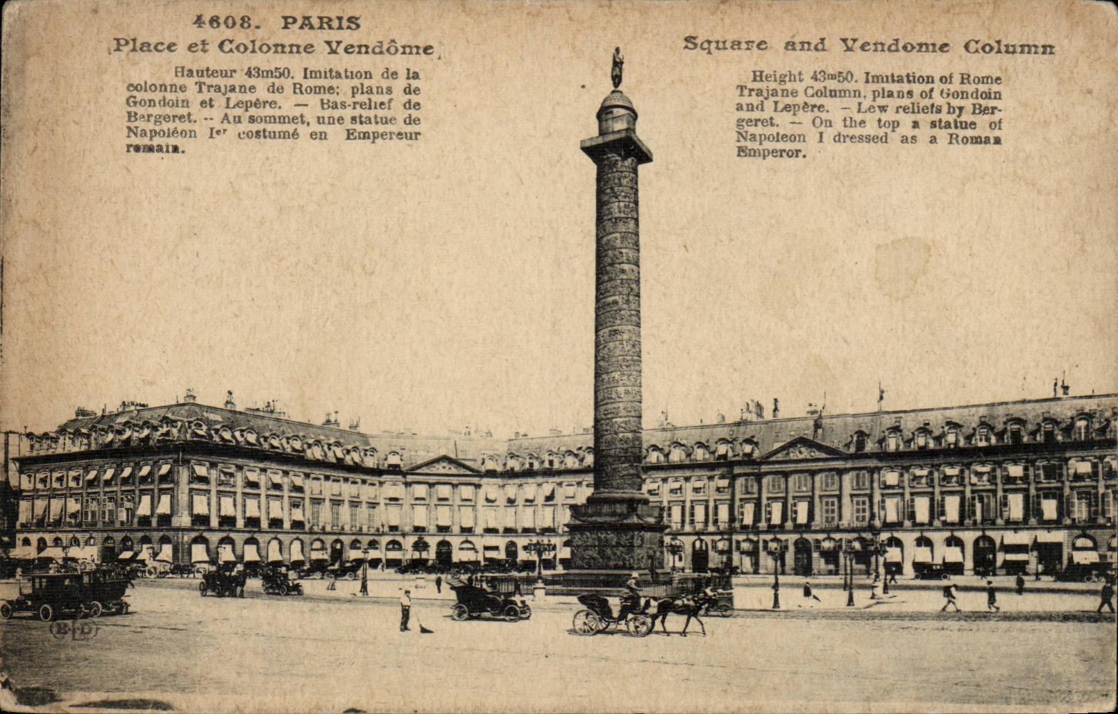 Paris CPA Places and Vendome column