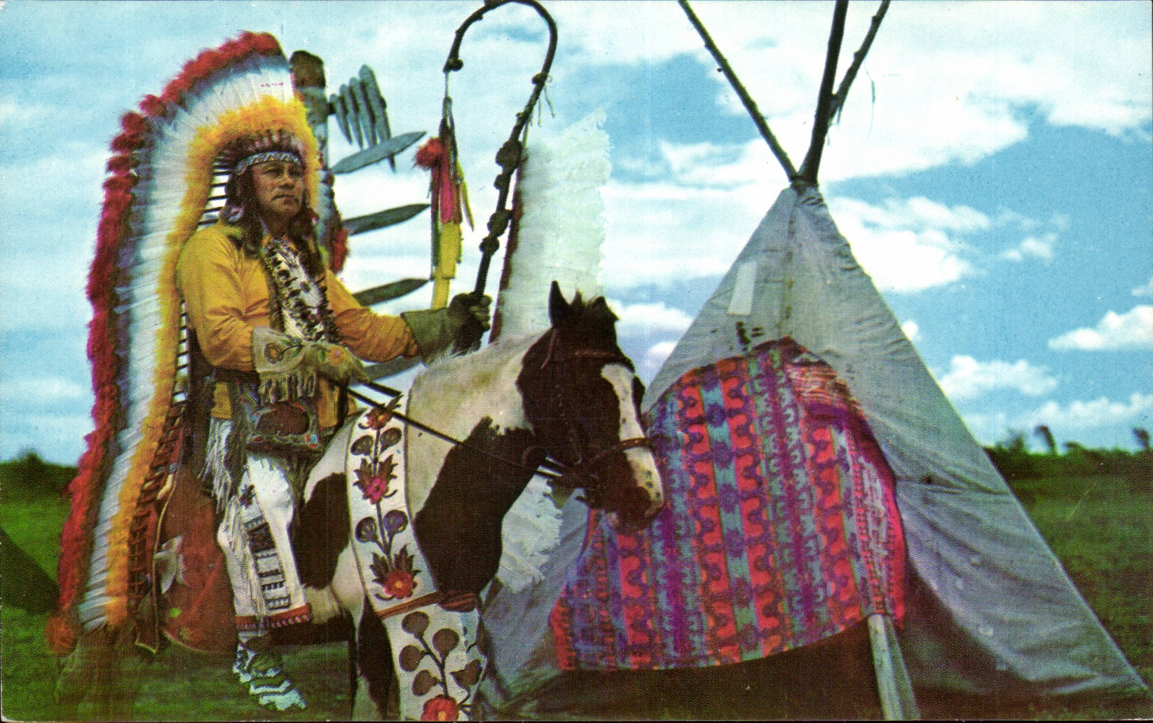 Canada Indian reserve Chief poking Caughnagawa Fire