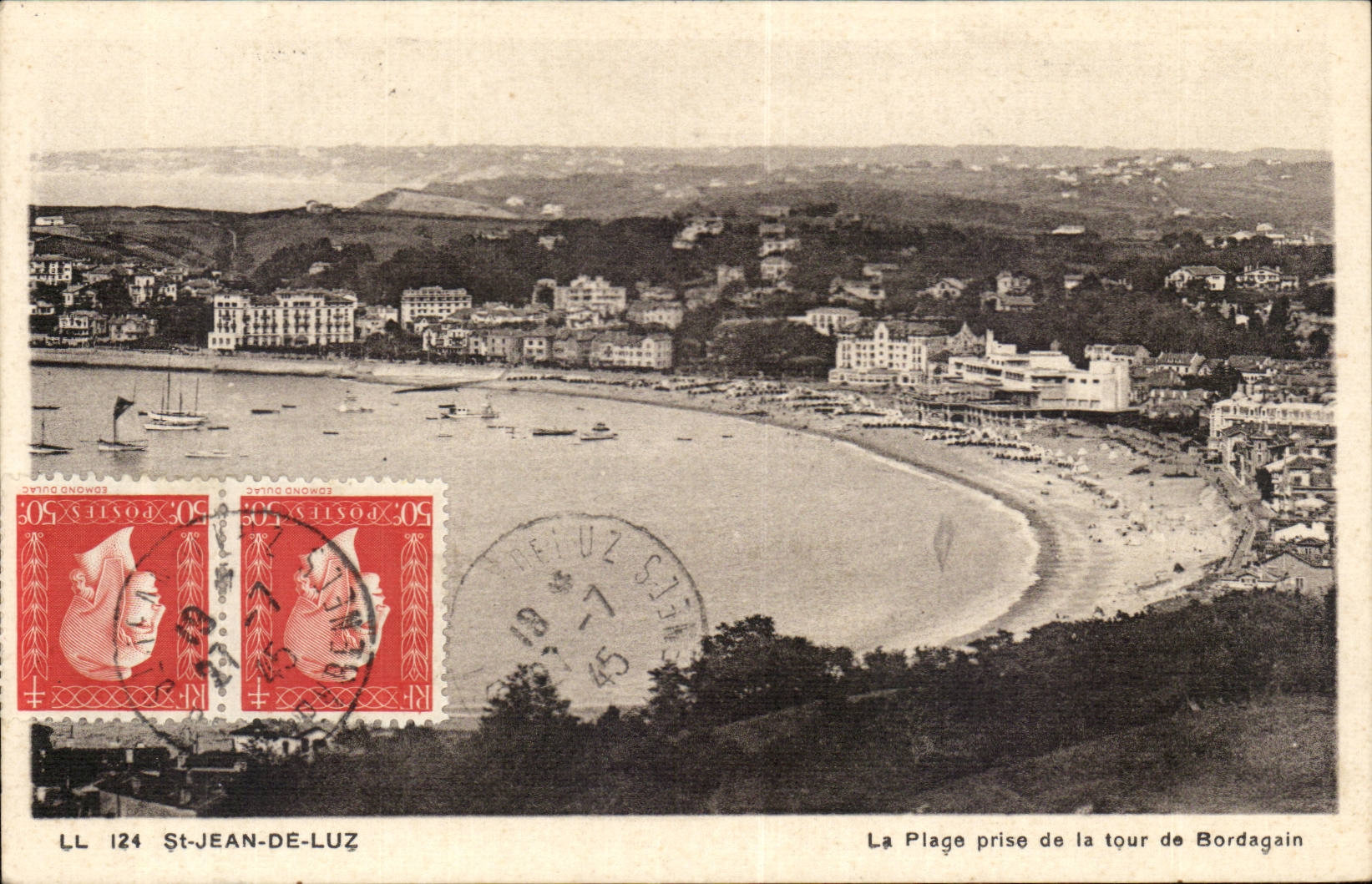 CPA Saint Jean de Luz La plage prise de la tour de Bordagain