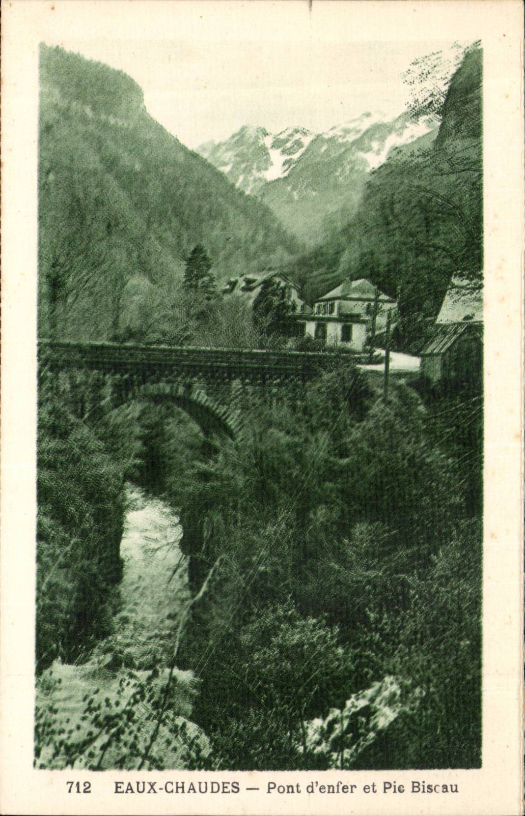 CPA Warm water Bridge of hell and peak Biscau