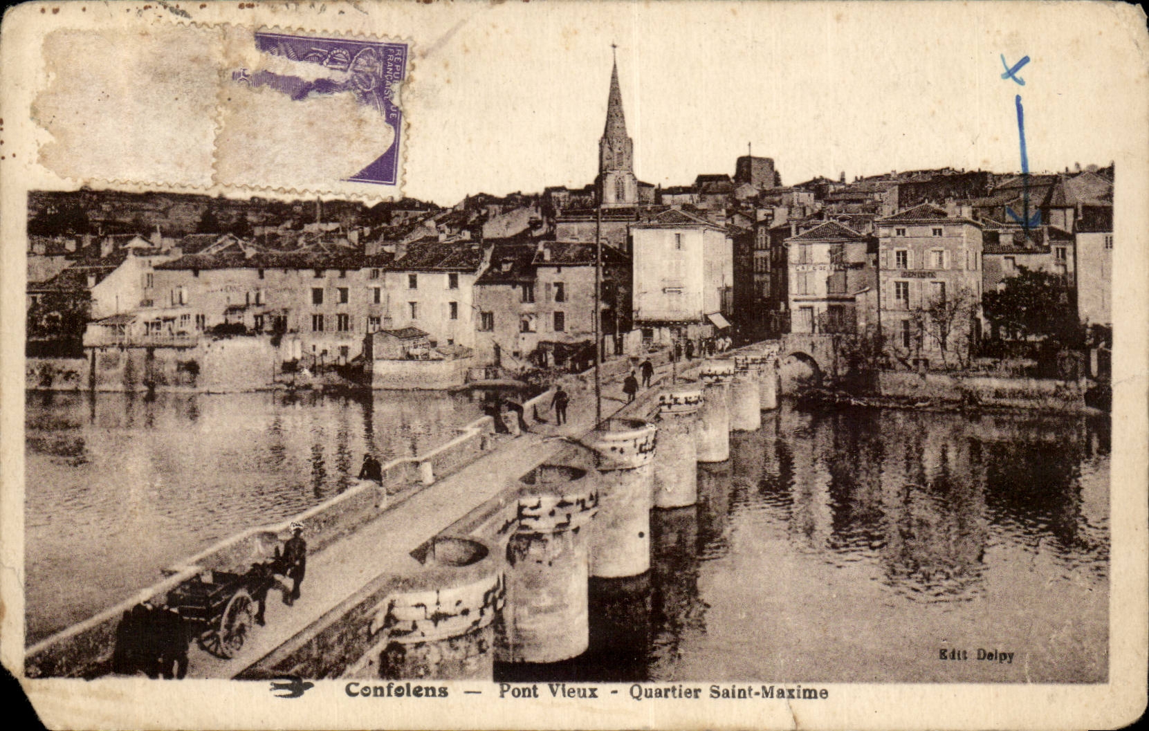 CPA Confolens Bridge Old working Saint maxim