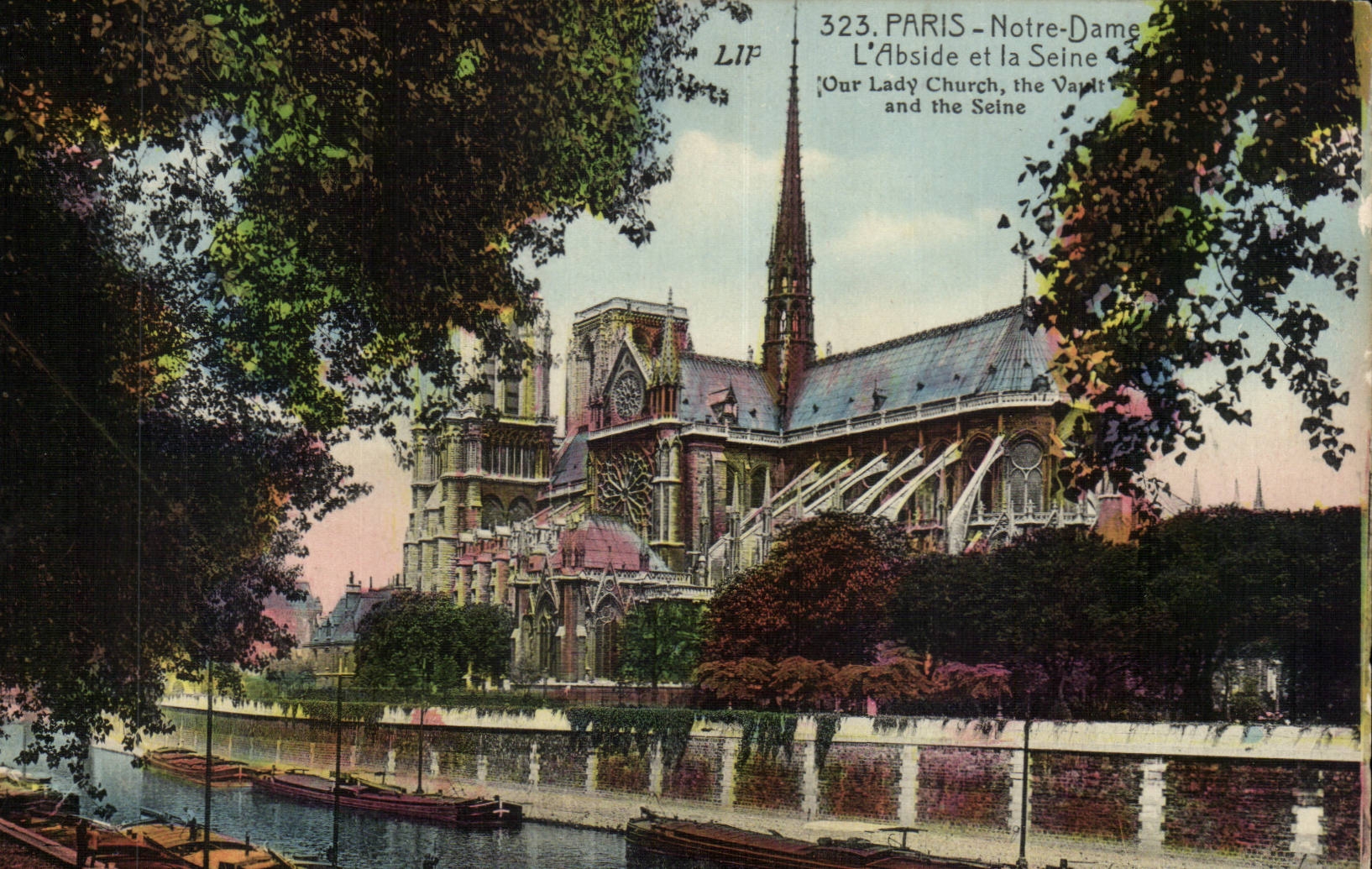 Paris CPA Notre Dame l'abside et la Seine