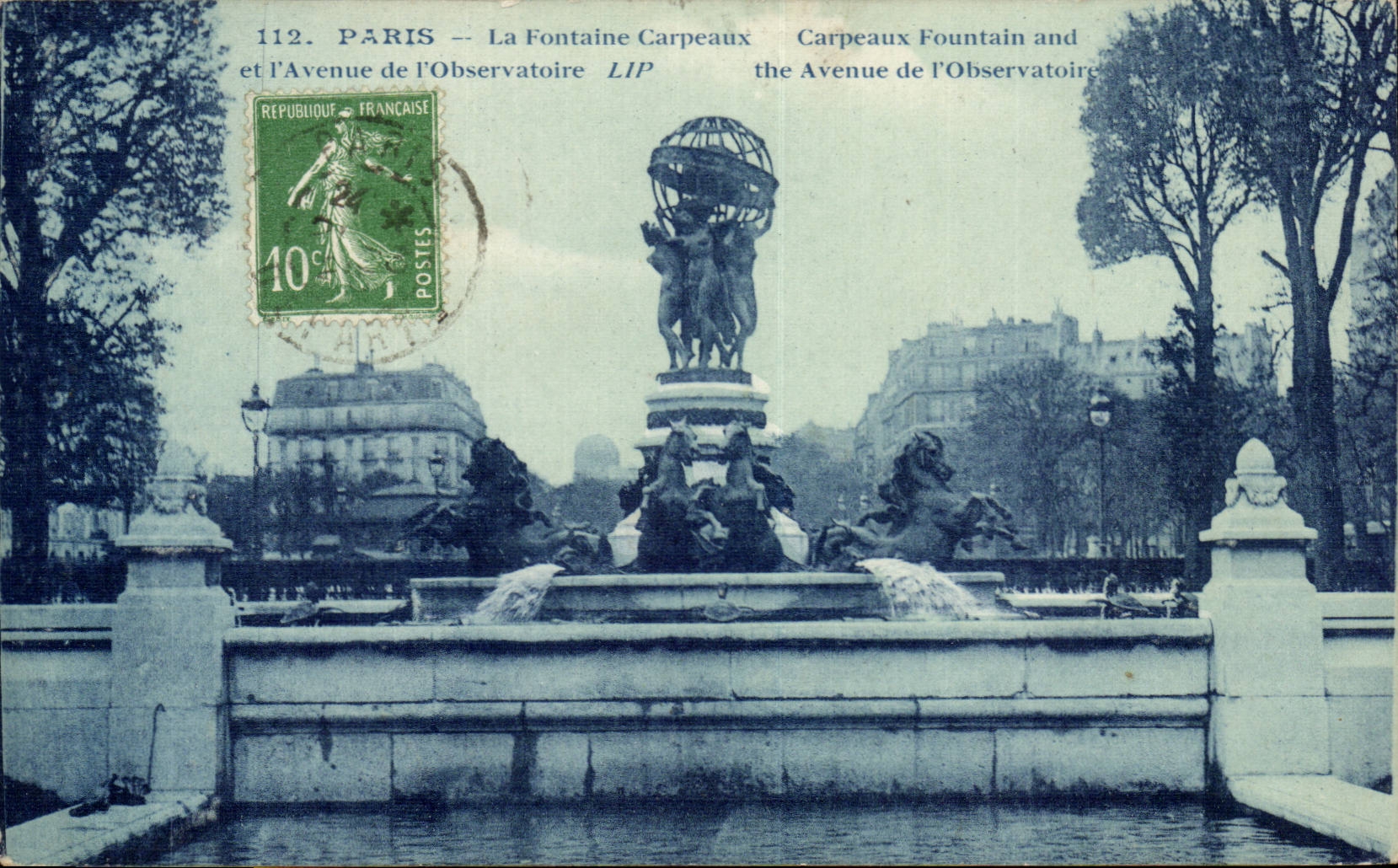 Paris CPA La fontaine Carpeaux et l'avenue de l'observatoire
