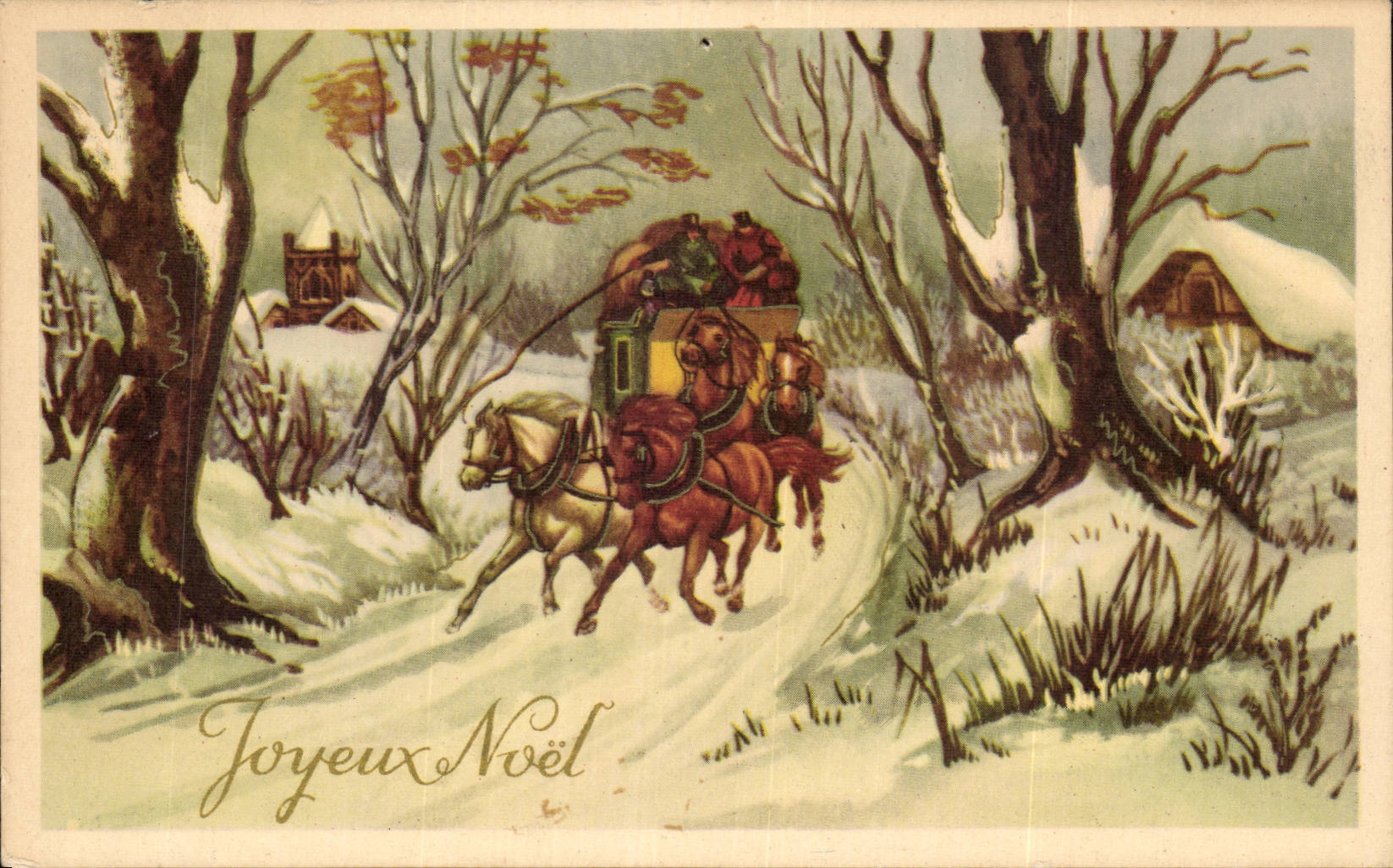 CPA Phantasiebarouche-frohe Weihnacht-Weihnachten