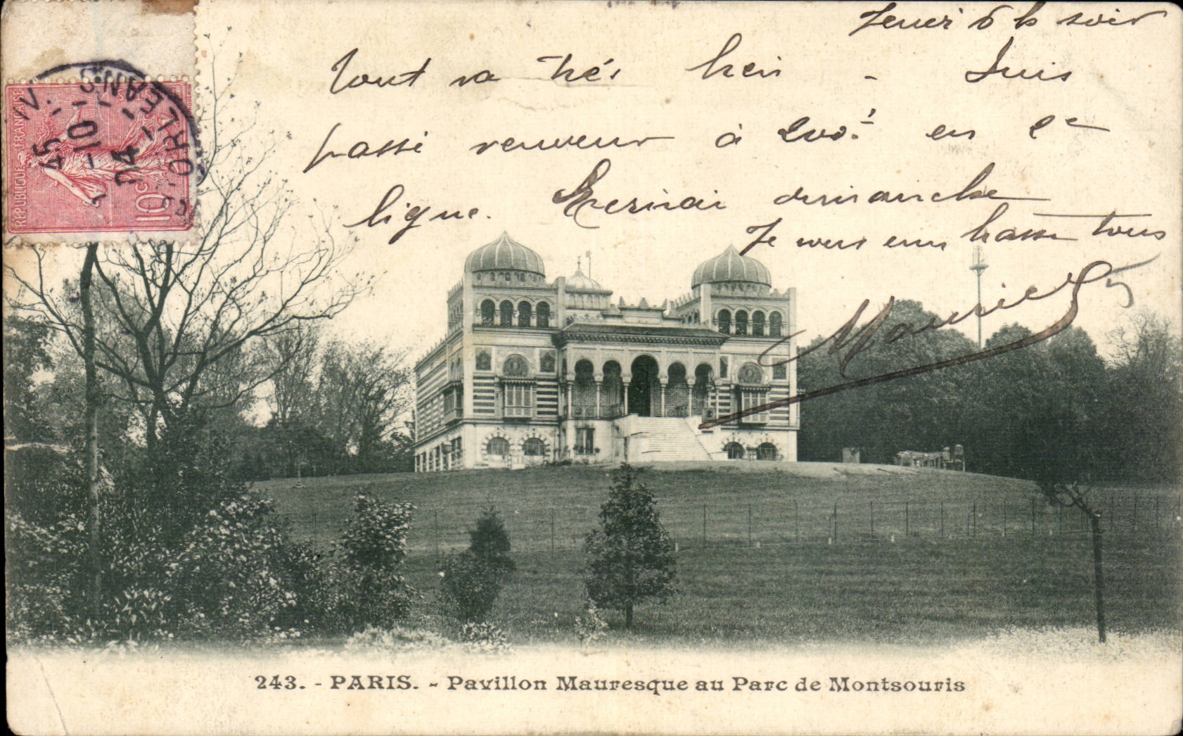 Moorish Paris CPA House with the park of montsouris