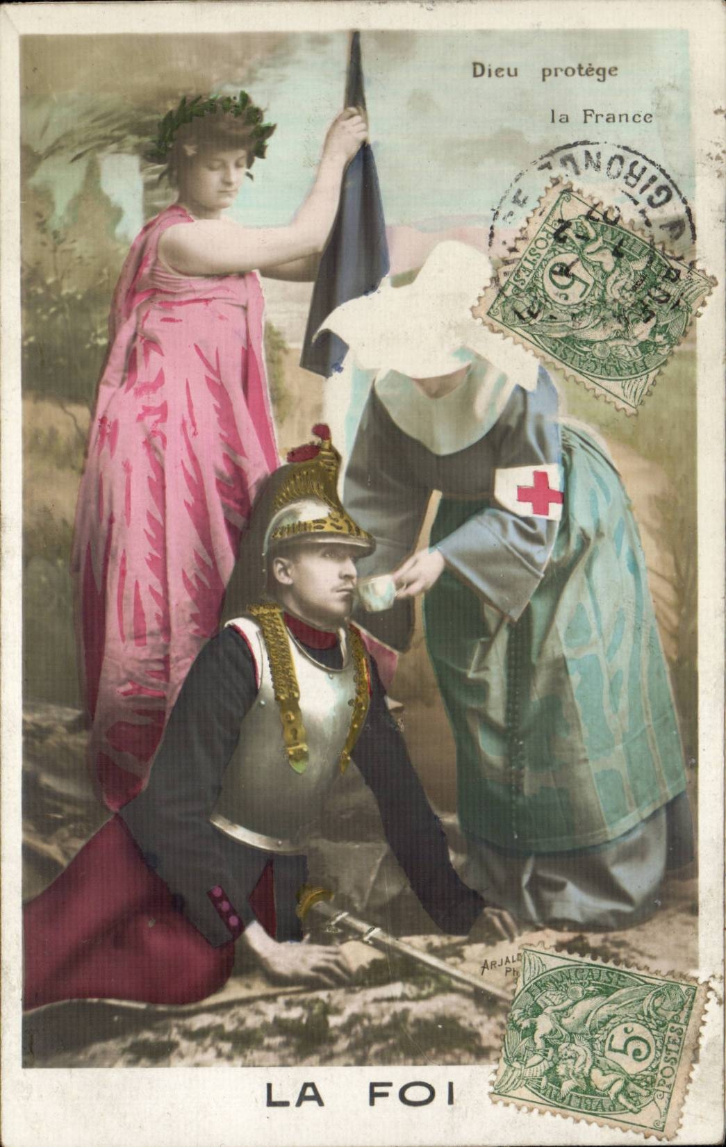 CPA Religious Fantasy Militaria Soldier faith