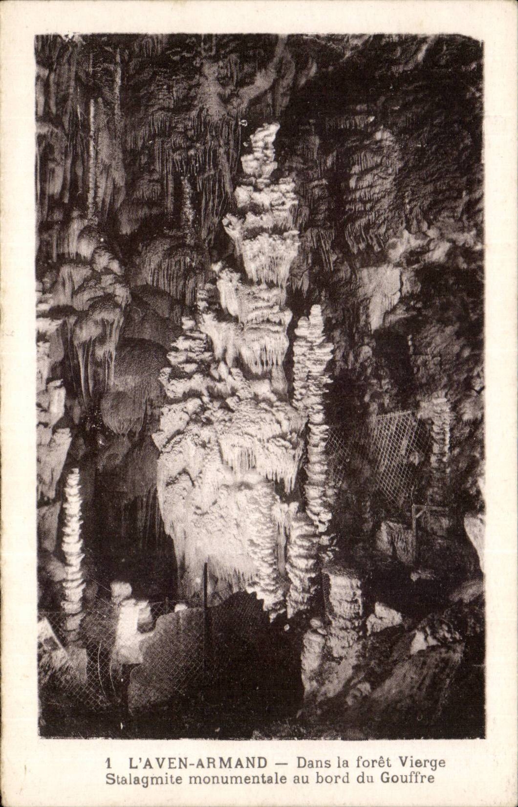 CPA the Swallow-hole Armand In the virgin forest monumental Stalagmite at the edge of the pit