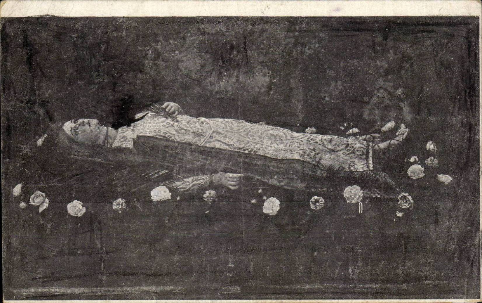 CPA Phantasie-Statue fromm