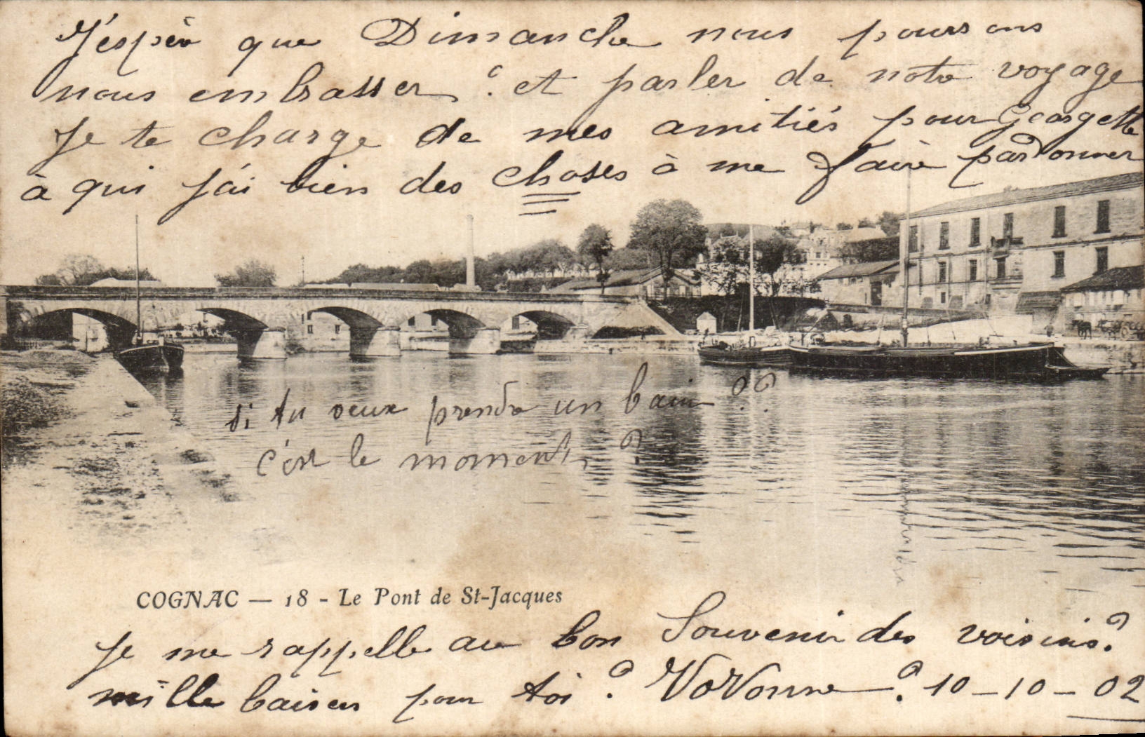 Cognac CPA the bridge of St Jacques