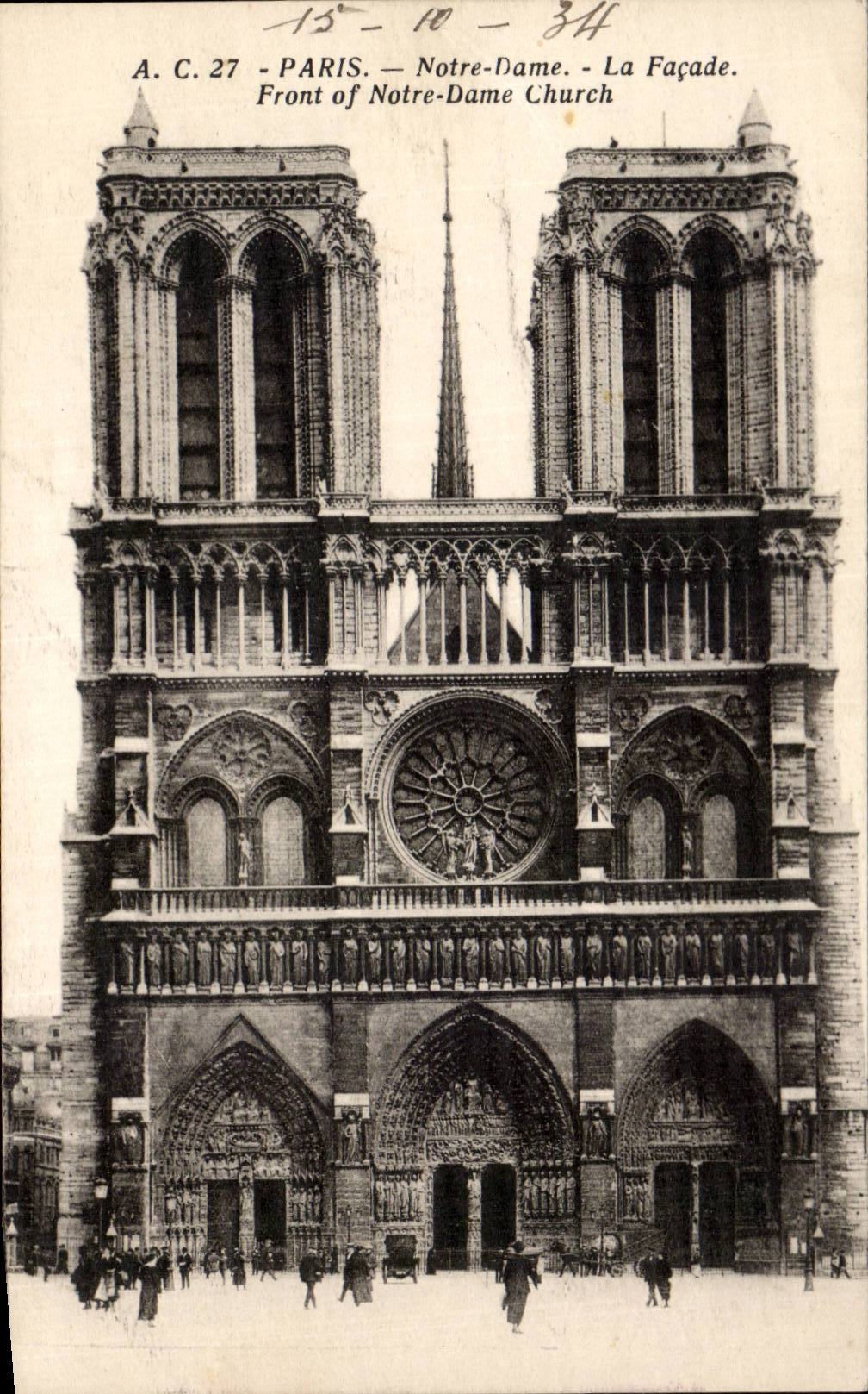 CPA Paris Notre Dame La facade