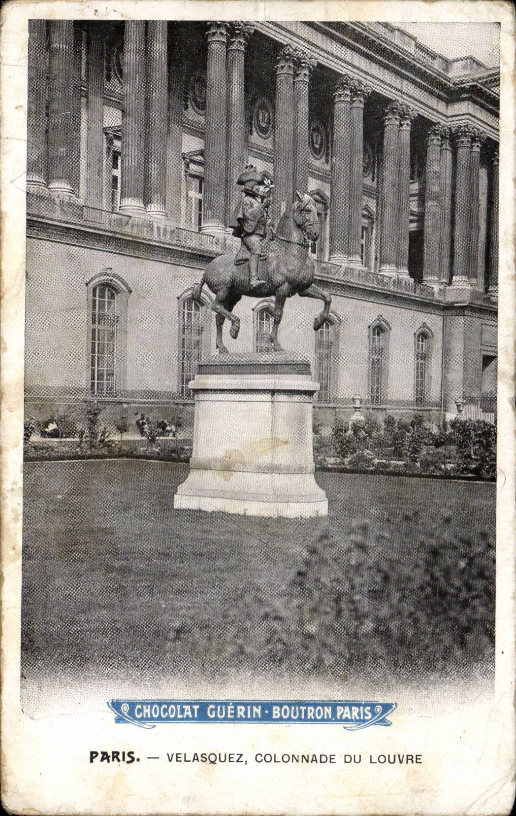 CPM Paris Velazquez Colonnade du Louvre ( publicite Chocolat Guerin Boutron Paris ) 