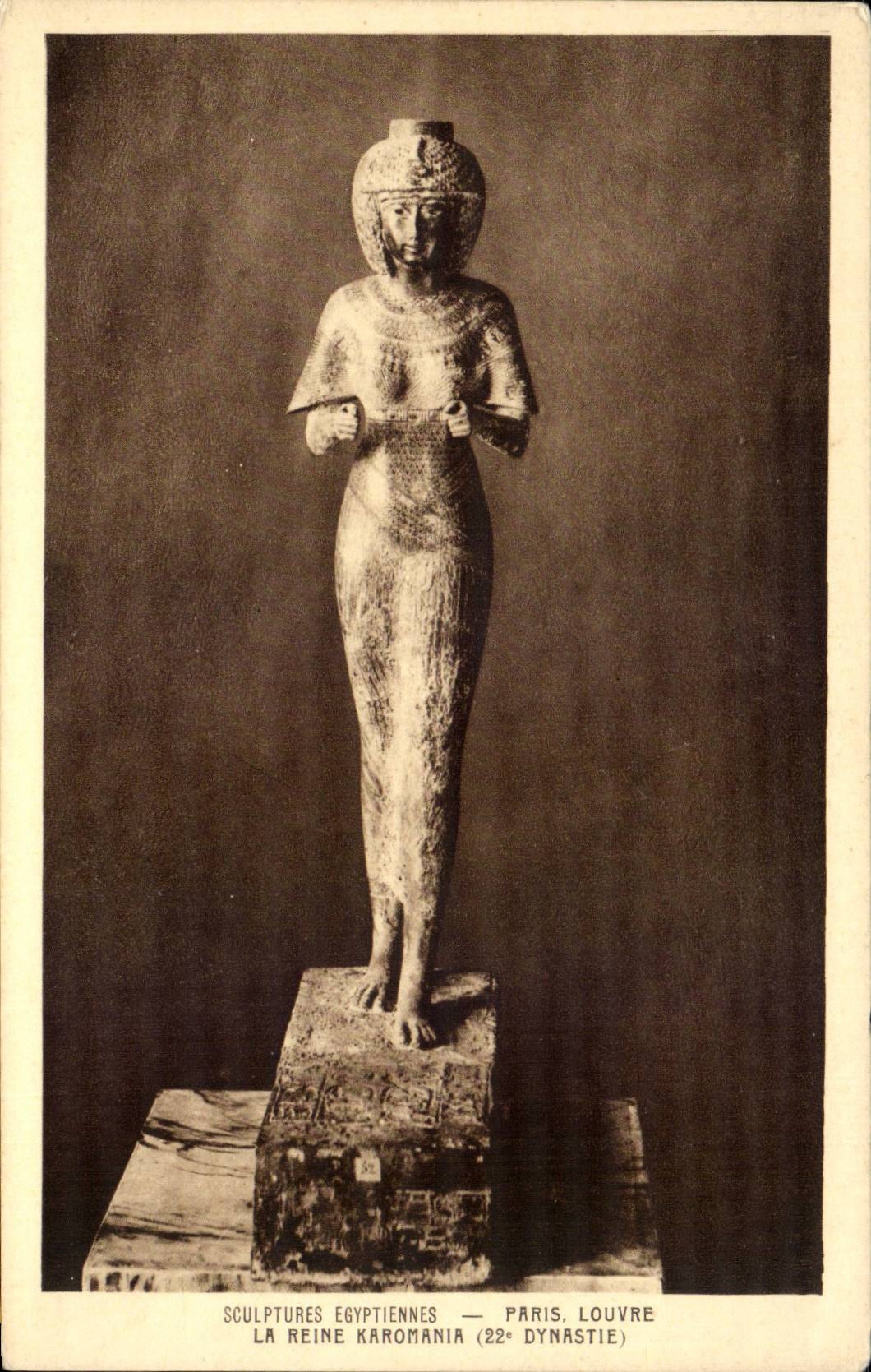 CPA Egyptian Sculptures Paris the Louvre the Karomania queen