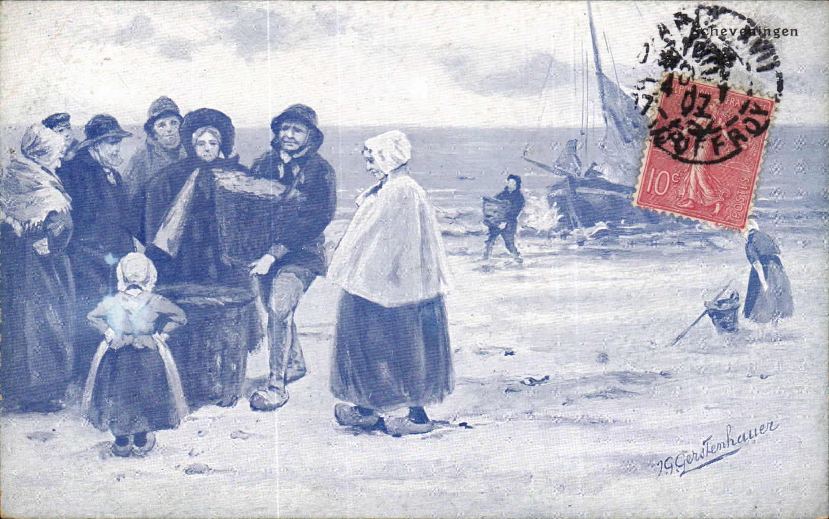 CPA Paysage Pecheurs Folklore