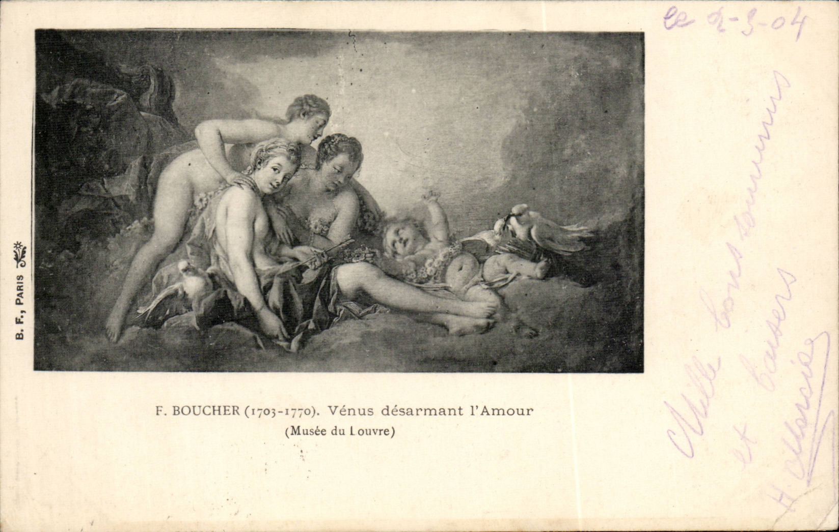 CPA Fantaisie Boucher Venus desarmant l'amour Musee du Louvre Paris 
