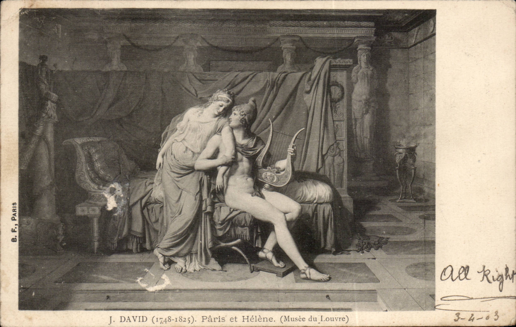 CPA Fantaisie DAvid Paris et Helene Musee du Louvre paris 