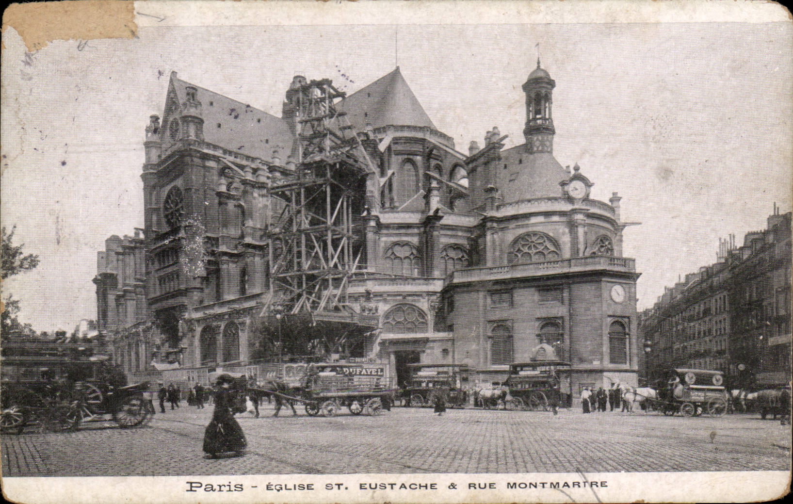 CPA Paris Eglise Sainte Eustache et rue Montmartre
