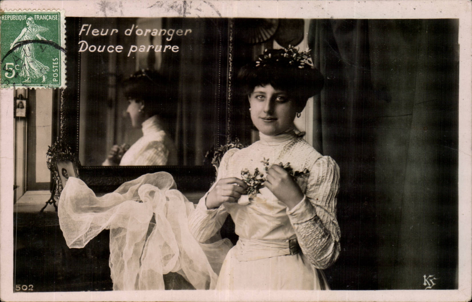 CPA Fantasy Soft Woman Flower of orange tree ornament