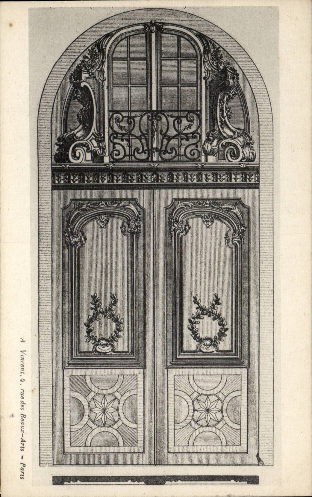 Paris CPA Dessin de porte Meuble Rue des Beaux Arts