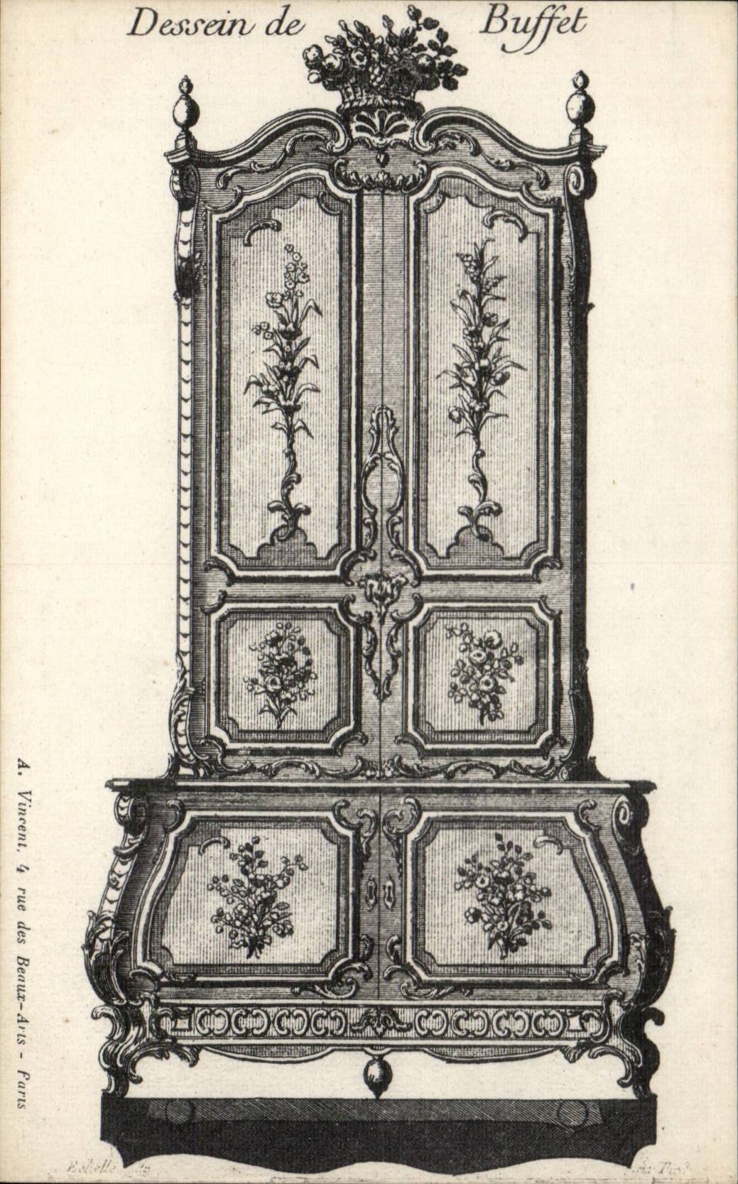 Paris CPA Dessein de Buffet Armoire Rue des Beaux Arts