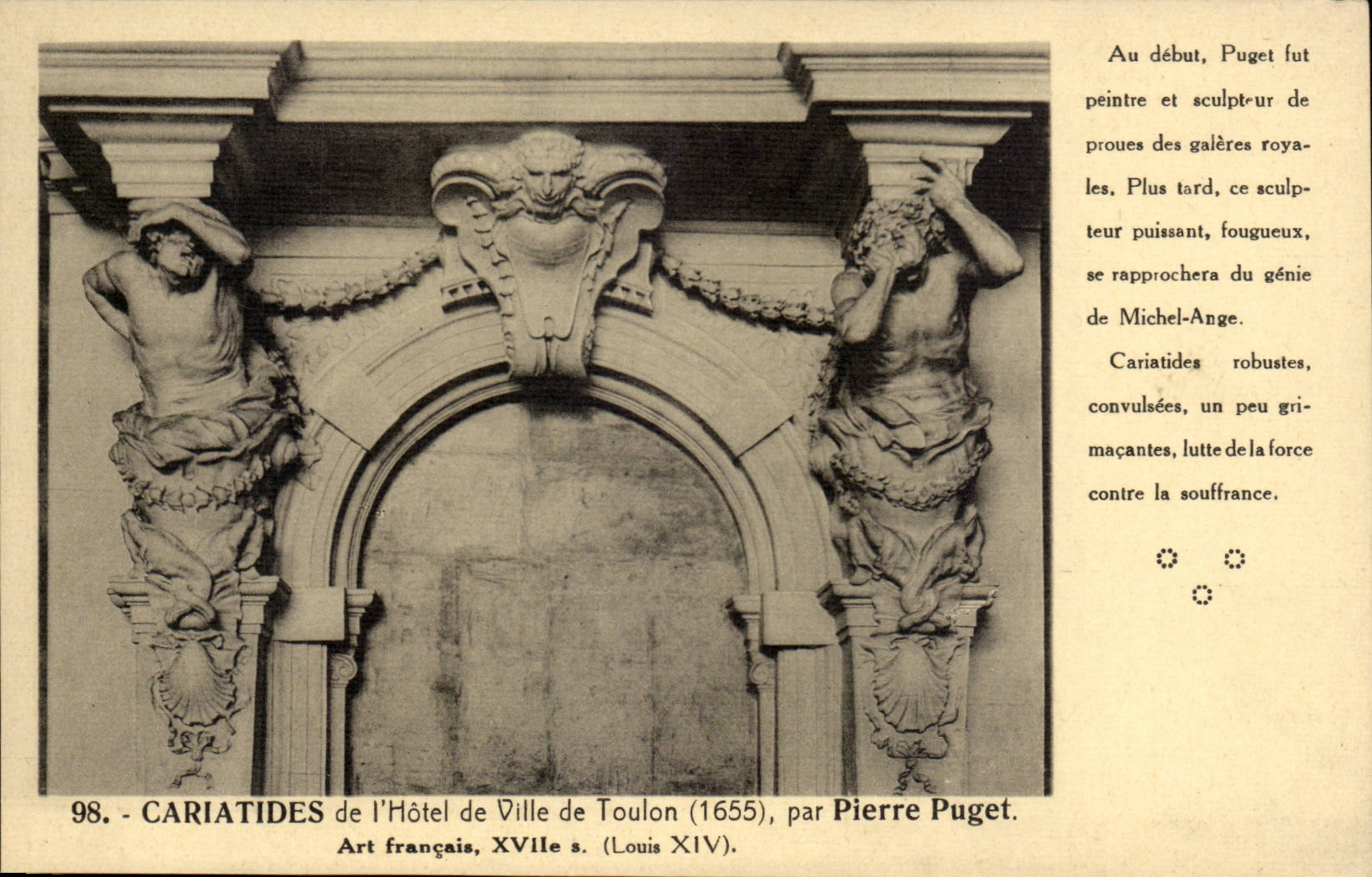 Paris CPA Caryatids of the town hall of Toulon by Pierre Puget