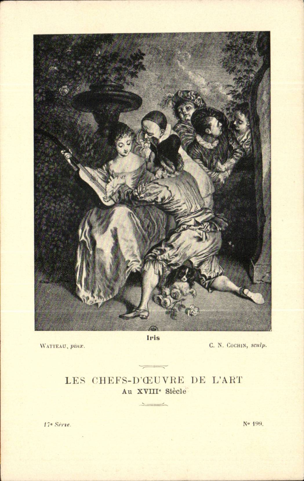 CPA Fantaisie Les chefs d'oeuvre de l'art au 18eme iris Watteau
