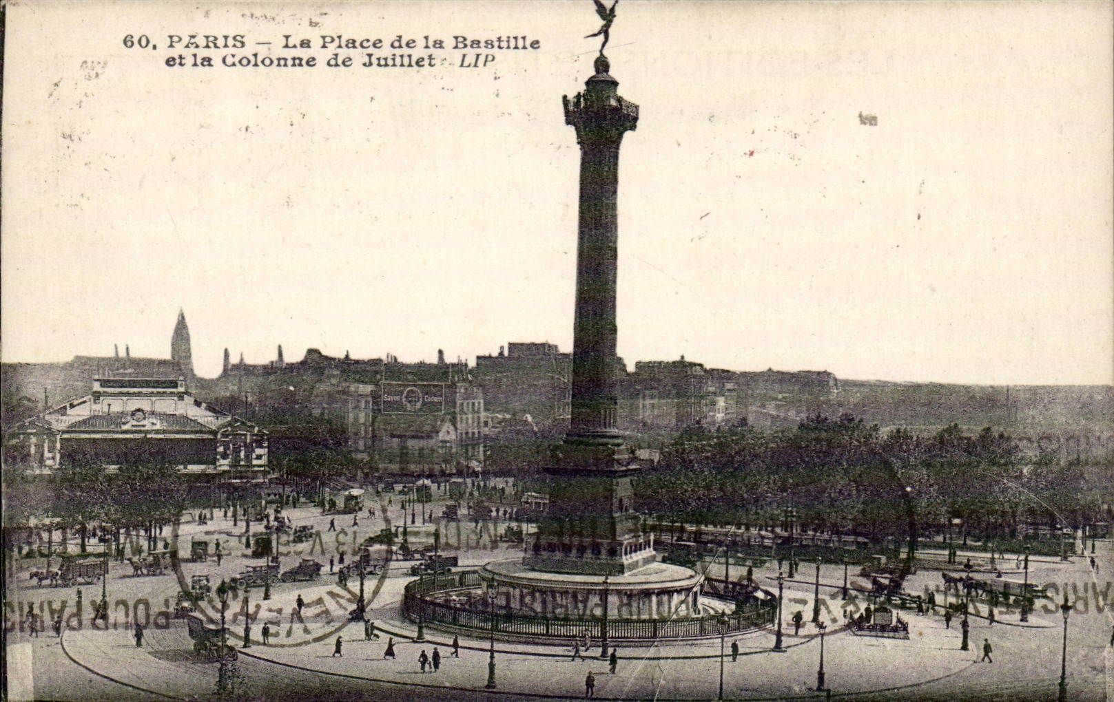 Paris CPA Places Bastille and the column of July