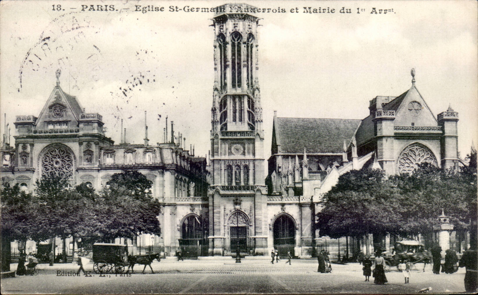 Paris CPA Eglise Saint Germain l'auxerrois et mairie du 1er