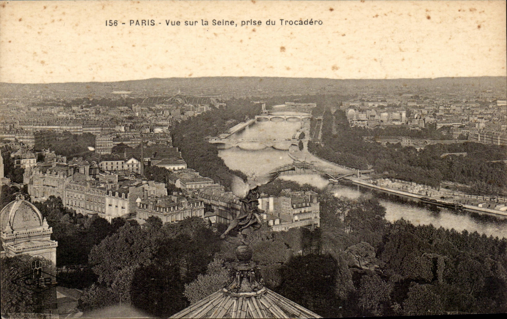 Paris CPA Seen on the Seine taken of Trocadero