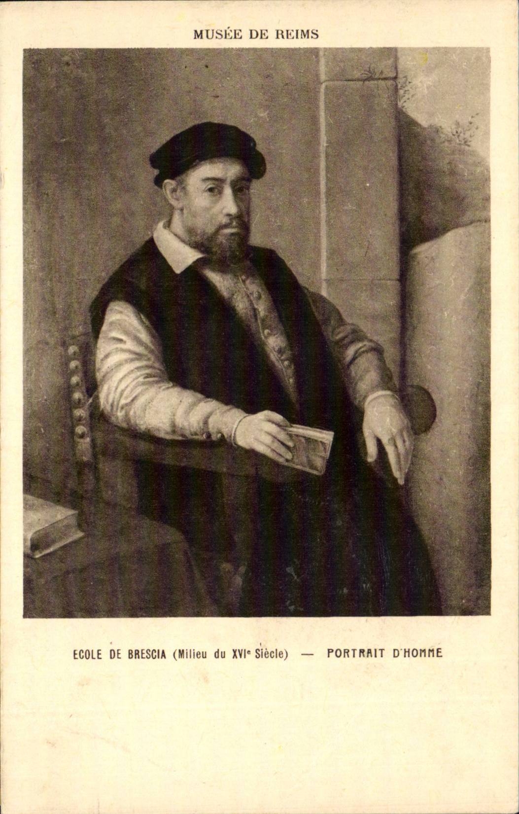 CPA Musee de Reims Ecole de Brescia Portrait d'homme